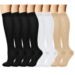 Graduated Compression Socks Black Tan and White